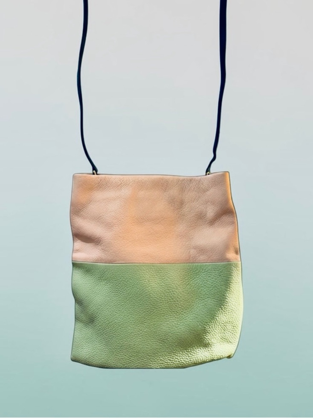J. Crew Pink and Mint Leather Crossbody with Tassel